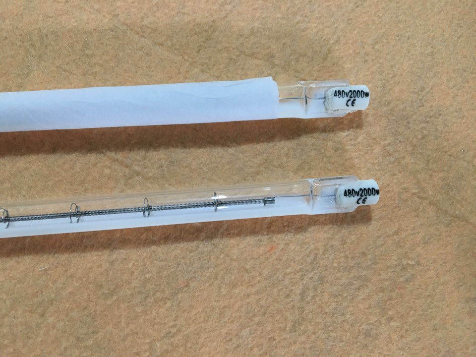 נורת הלוגן אינפרא אדום חום שקופה R7S 499 מ מ 277 וולט 1600 וואט לסריגרפיה טקסטיל